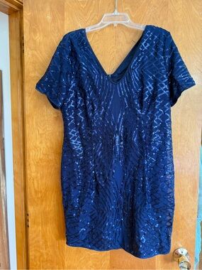 SHEIN Navy Blue Sequin Mini Dress